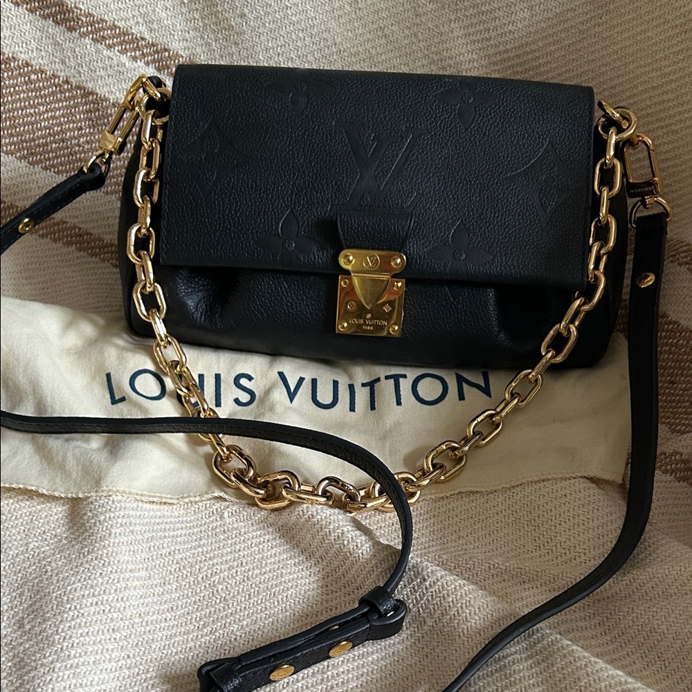 Louis Vuitton Black Crossbody Bag with Gold Chain